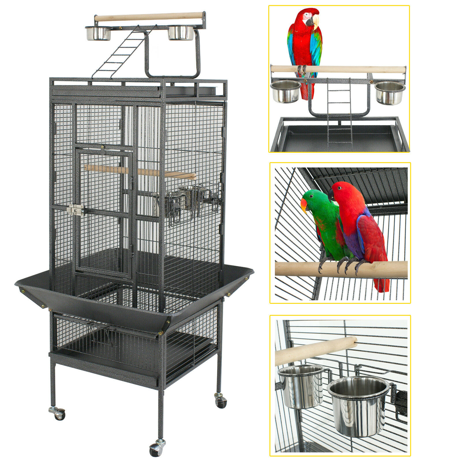 Image 5 - Multiple Sizes Durable Steel Bird Cage Best Place for Birds Large Parrot Cage