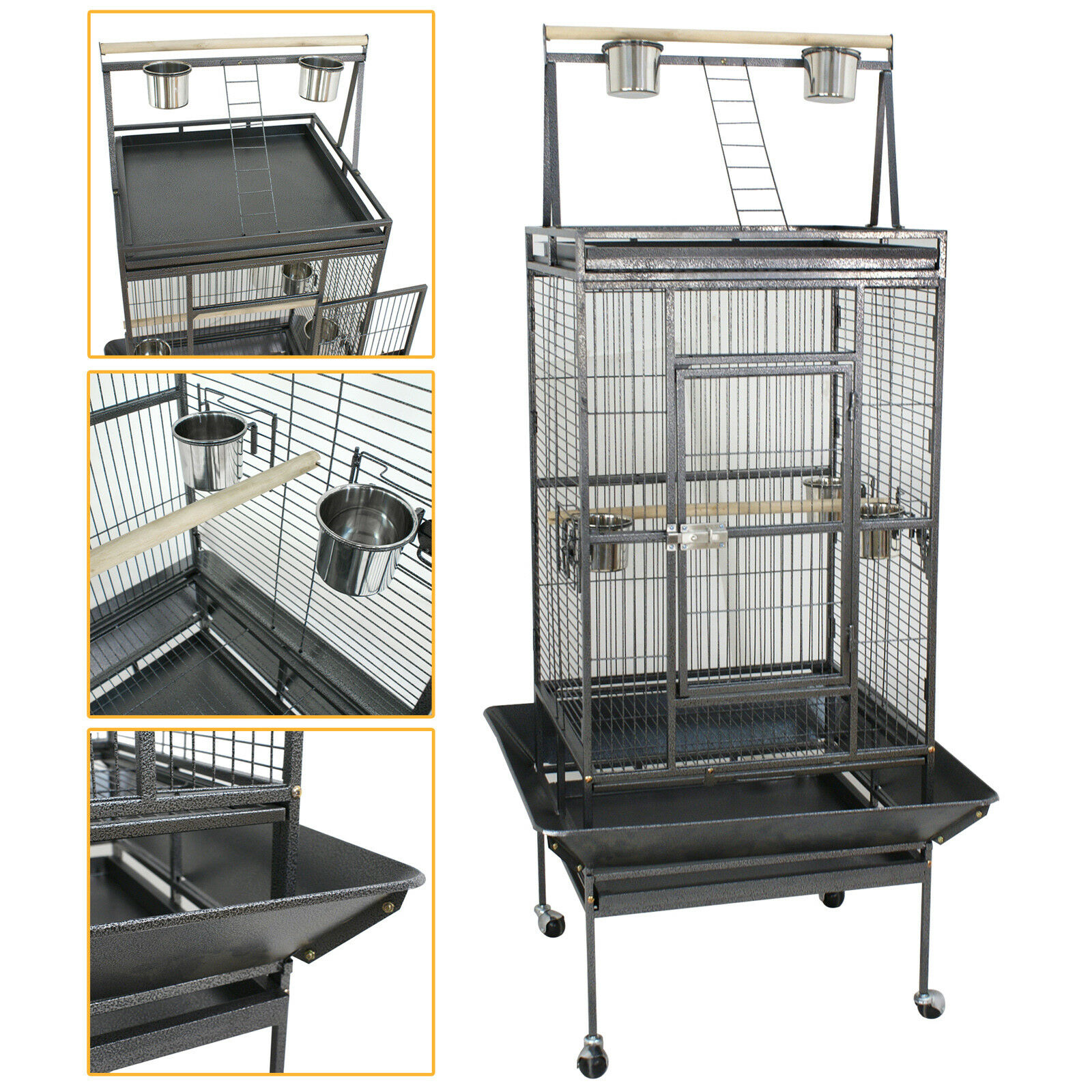 Image 7 - Multiple Sizes Durable Steel Bird Cage Best Place for Birds Large Parrot Cage