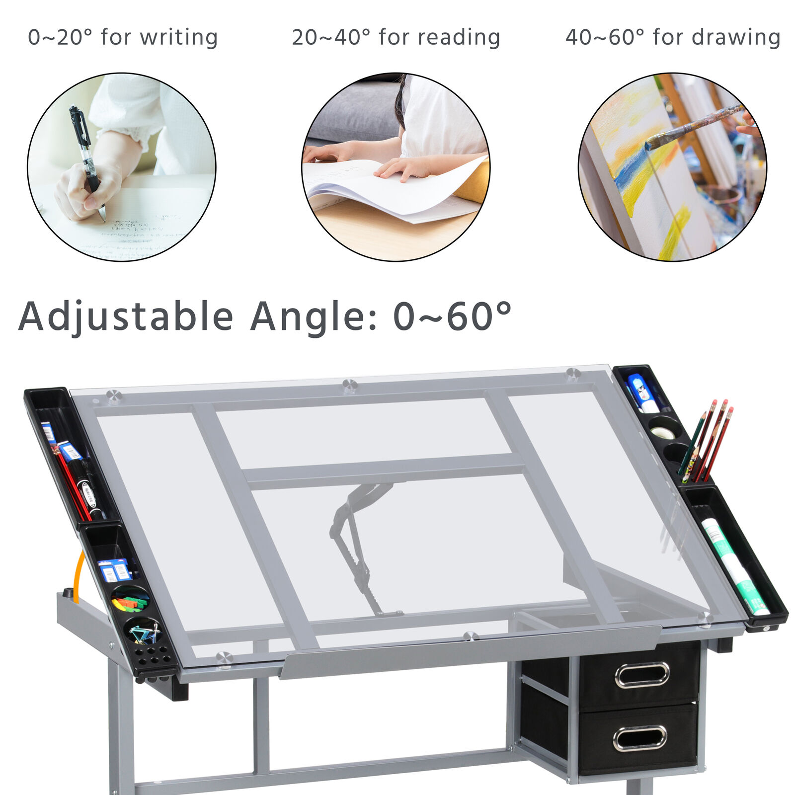 Image 21 - Adjustable Drafting Table Craft Desk Artist Drawing Table Home Office Art Use