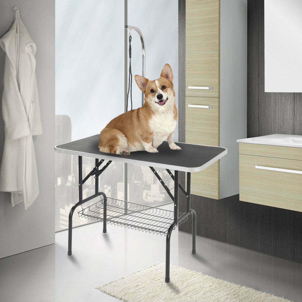 Image 1 - 32&#034; Foldable Pet Grooming Table with Mesh Tray and Adjustable Arm
