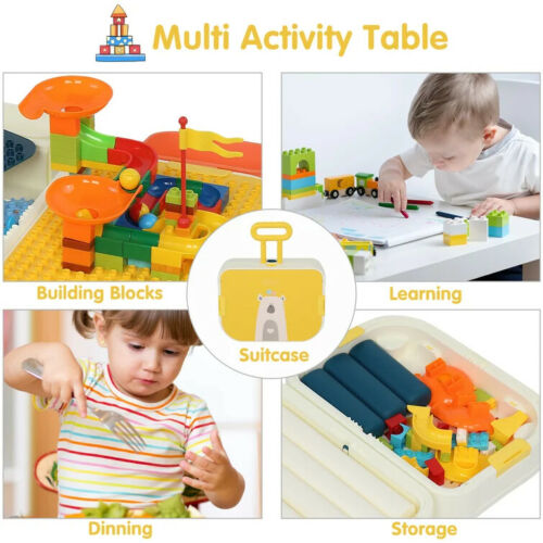 Kids Toddlers Child Activity Table Play Set Furniture with Building Blocks Toy - Picture 6 of 7