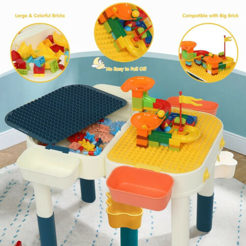 Kids Toddlers Child Activity Table Play Set Furniture with Building Blocks Toy - Picture 7 of 7
