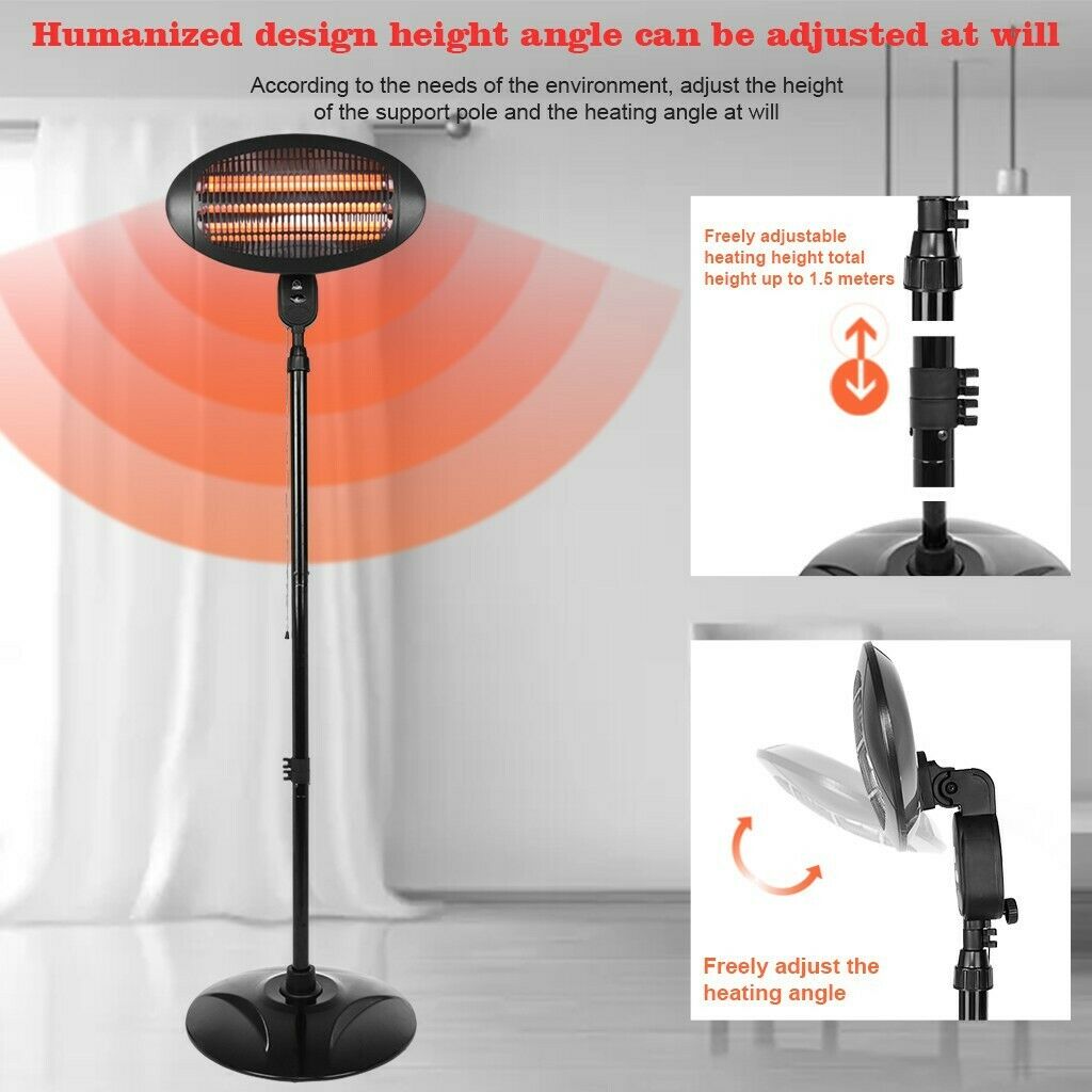 Image 7 - Patio Heater Electric 1500W Infrared Free Standing Space Heater Winter Warmer