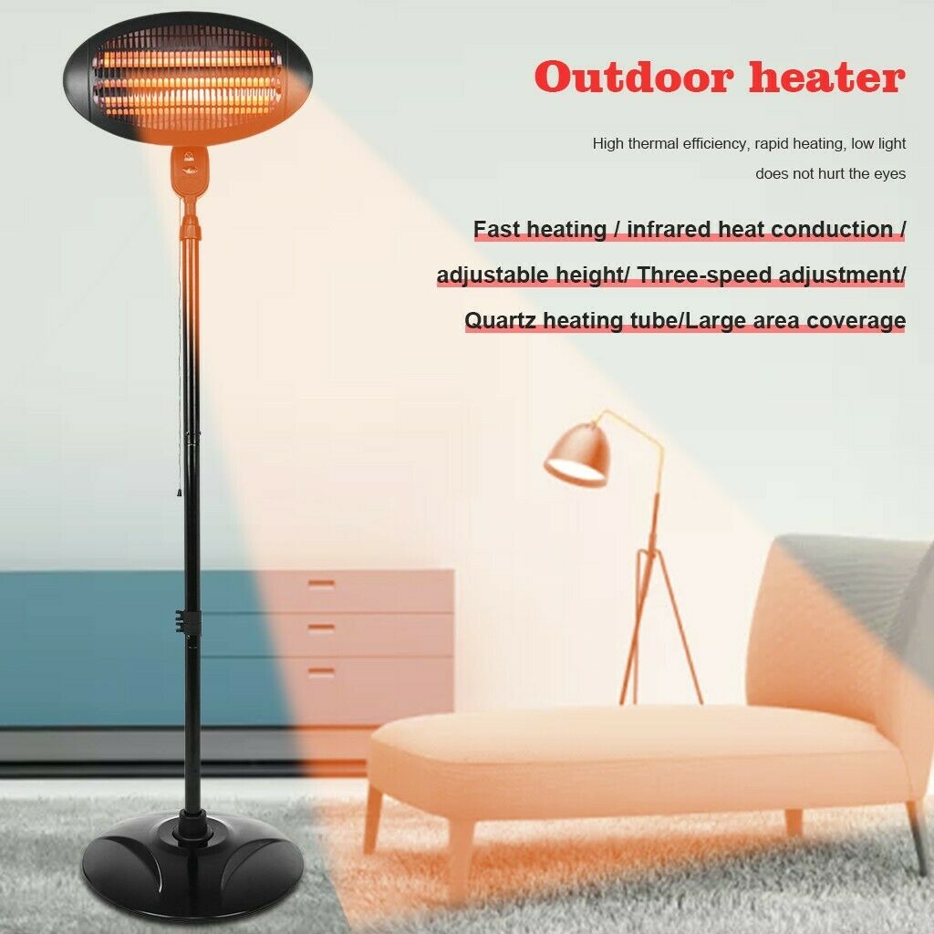 Image 1 - Patio Heater Electric 1500W Infrared Free Standing Space Heater Winter Warmer
