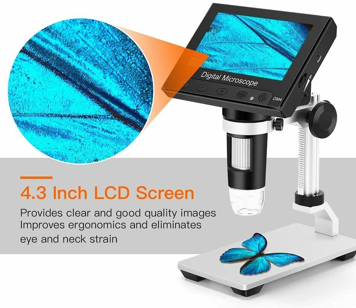 Image 41 - Coin Microscope 1000X 4.3 Lcd Digital Microscope With Metal Stand 8 Leds SD Card